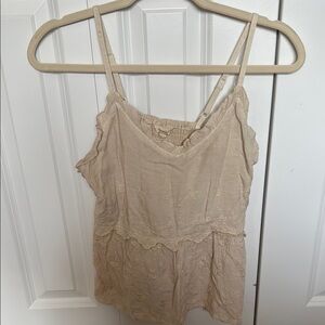 Elegant Beige Lace Trimmed Women's Top